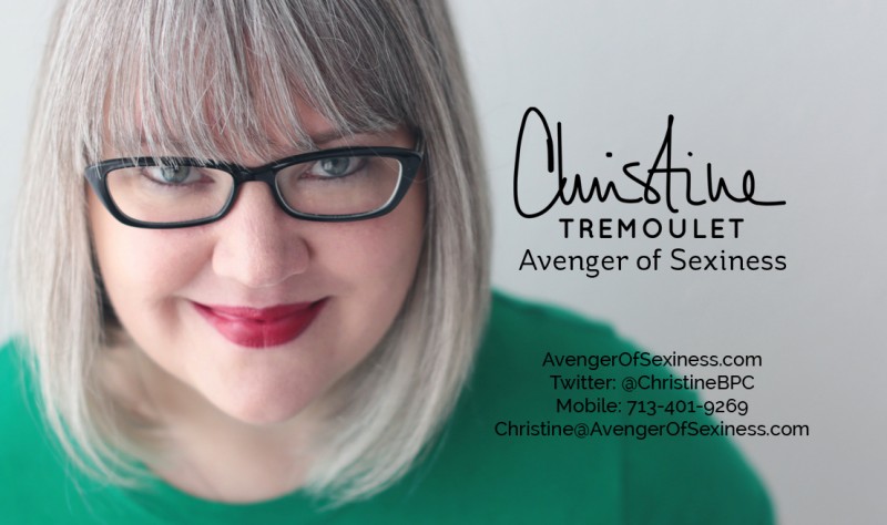 Christine Tremoulet - Avenger of Sexiness business card.